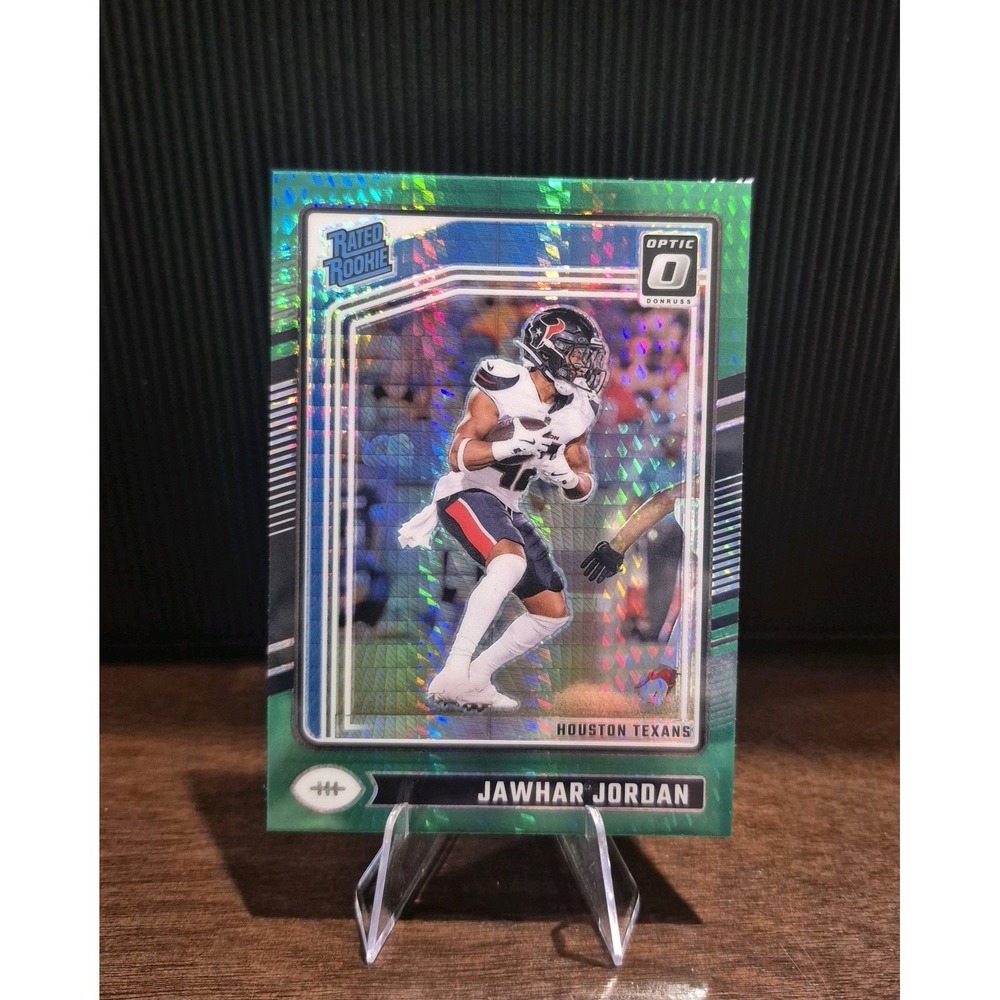 2025 Donruss Optic Rated Rookie Jawhar Jordan #247 Green Hyper Prizm Texans